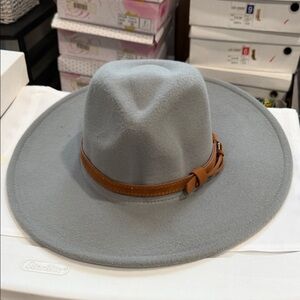 Gray Felt Hat with Brown Band